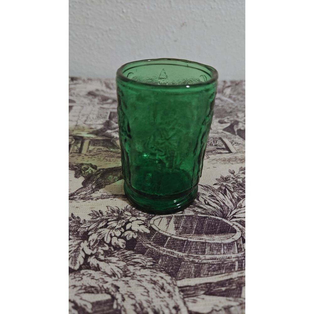 Vintage Wheaton  Juice Glass  Emerald Green USA Patriotic  Soldier Design